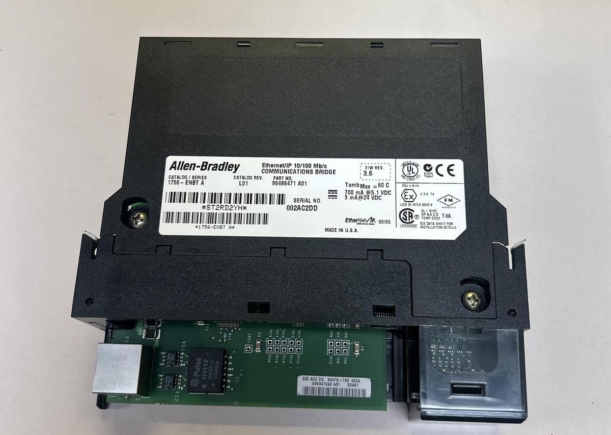 Used ALLEN BRADLEY,1756-ENBT,ETHERNET COMMUNICATION BRIDGE MODULE