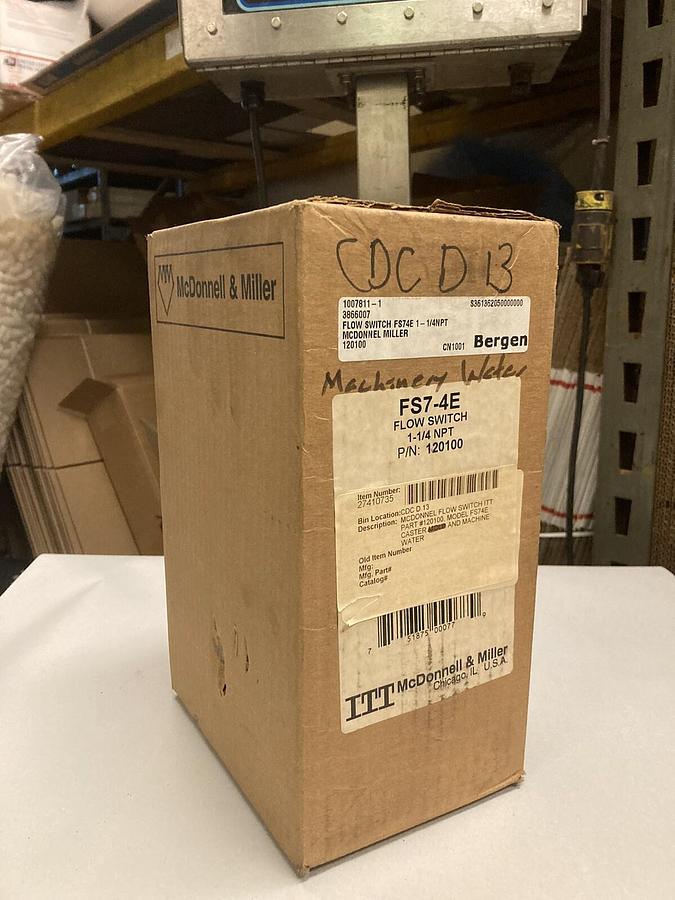 Used Mcdonnell-Miller,FS7-4E,Flow Switch 1-1/4 NPT