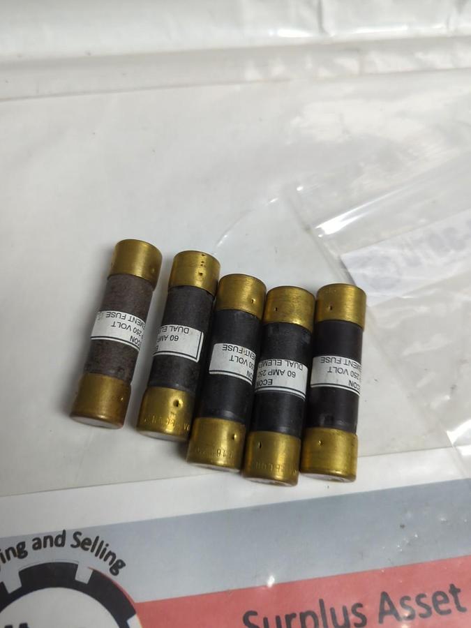 Used ECON,F16B250V60A,FUSE 60 AMP 250 VOLT LOT OF 5 PRE-OWNED