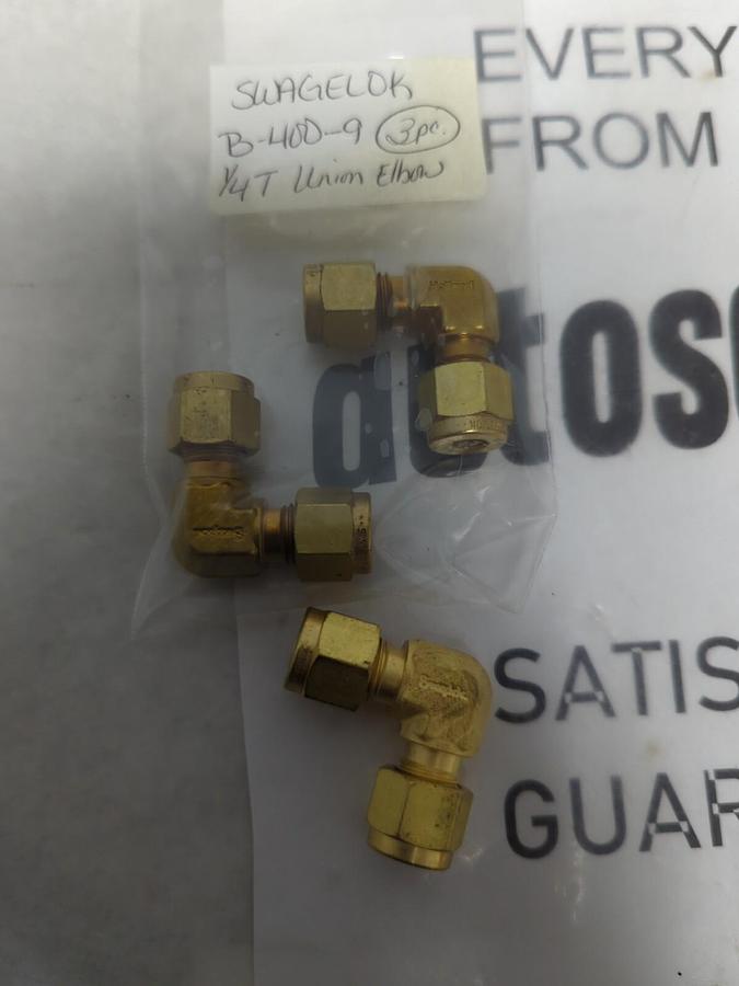 SWAGELOK,B-400-9,1/4T UNION ELBOW LOT OF 3 NOS