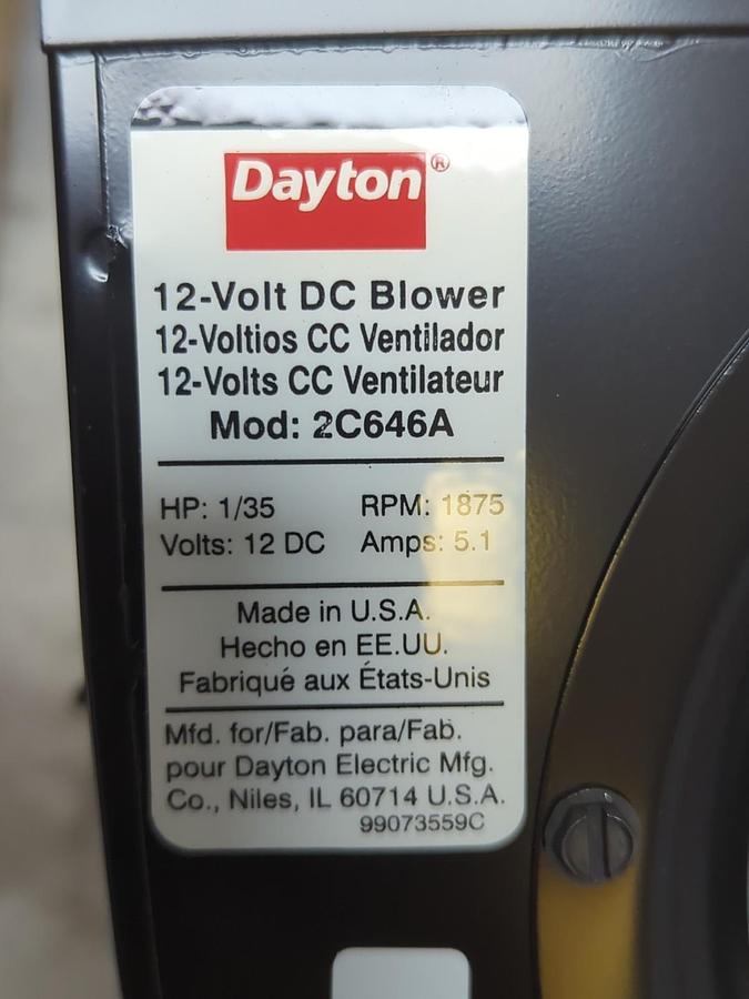DAYTON,2C646A,SHADED POLE BLOWER 12VDC 1/35HP NOS