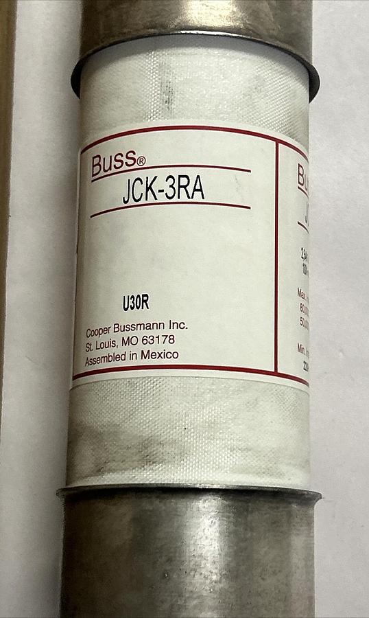 Used COOPER BUSSMANN,JCK-3R,MEDIUM VOLTAGE FUSE 100A 2.54KV-AC NEW