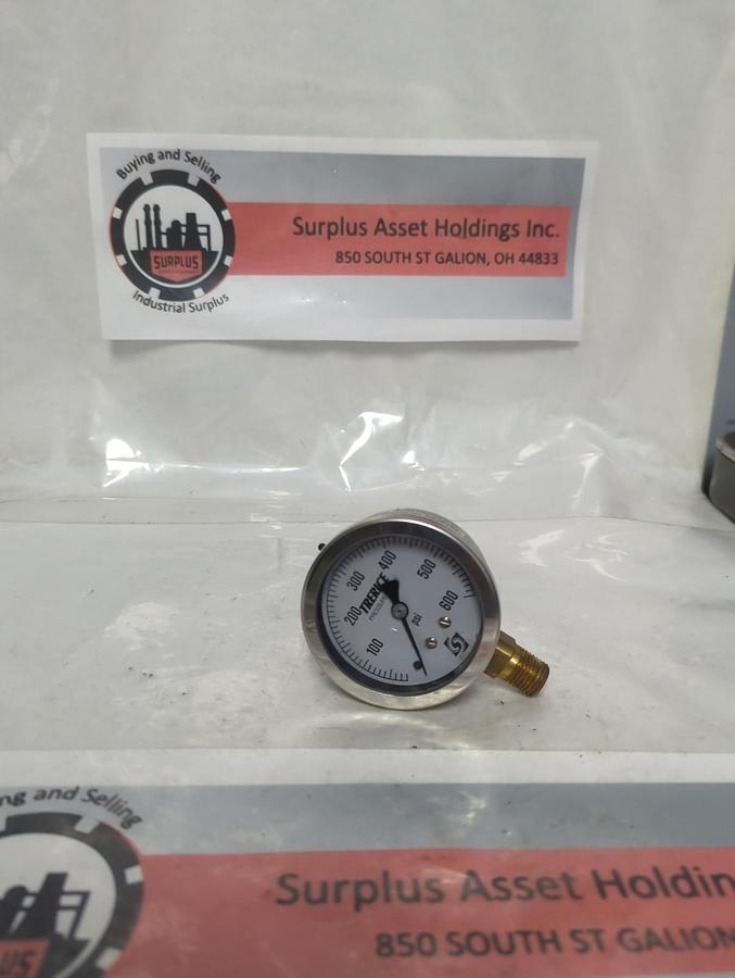 Used TRERICE,D82LFB,PRESSURE GAUGE 2.5 INCH FACE 1/4 INCH LM 0-600 PSI PRE-OWNED