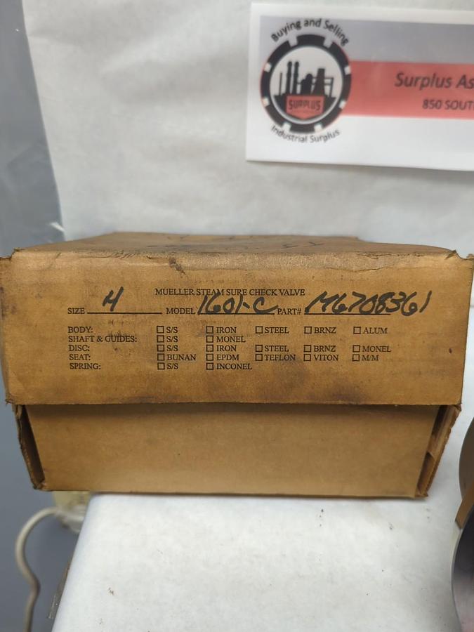 MUELLER,1601-C,STEAM SURE CHECK VALVE SIZE 4 NOS