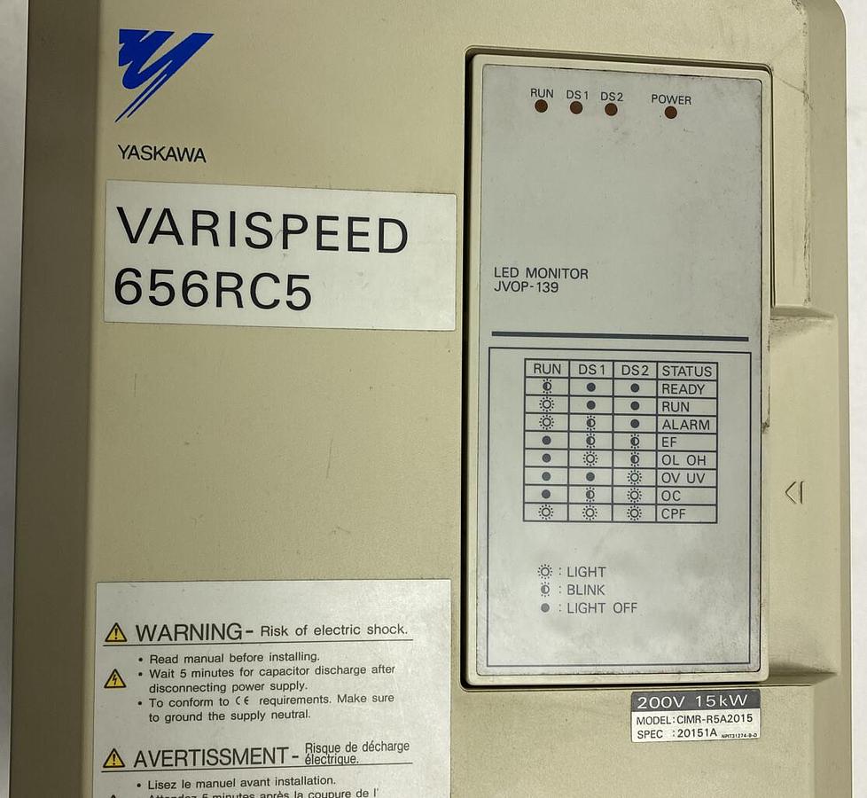 Used Yaskawa,656RC5,Varispeed Model CIMR-R5A2015