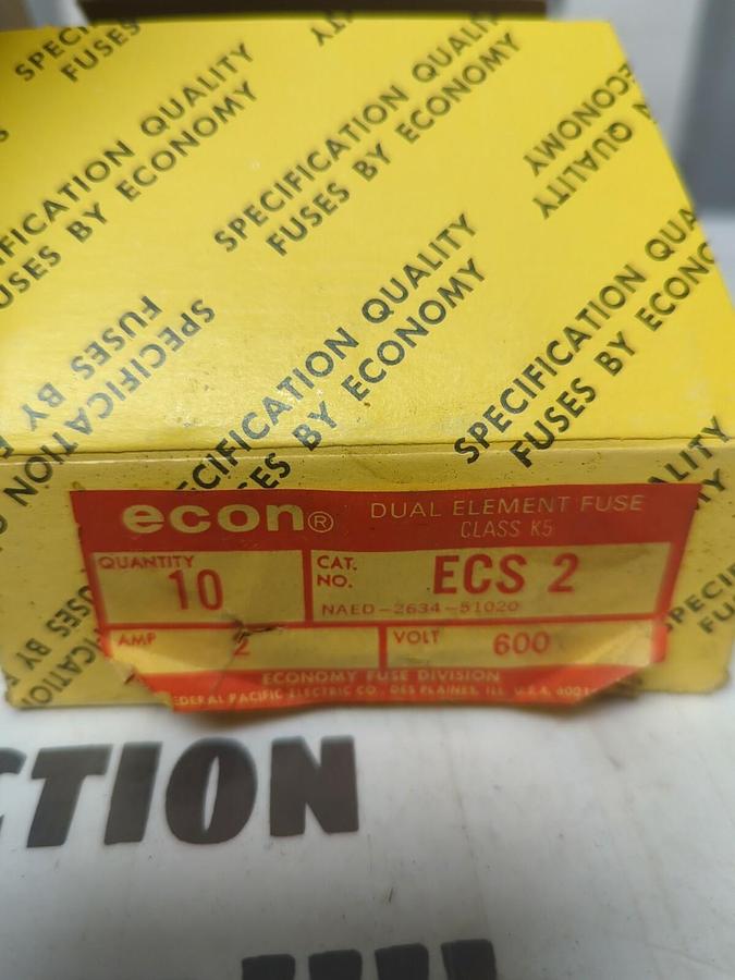 FEDERAL PACIFIC CO.,ECS-2,ECON 2 AMP FUSES BOX OF 10 NOS