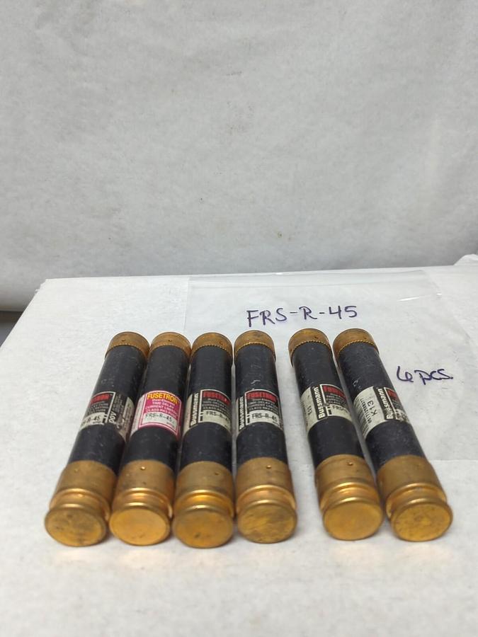 Used COOPER BUSSMANN,FRS-R-45,FUSETRON 45 AMP FUSE LOT OF 6 PRE-OWNED