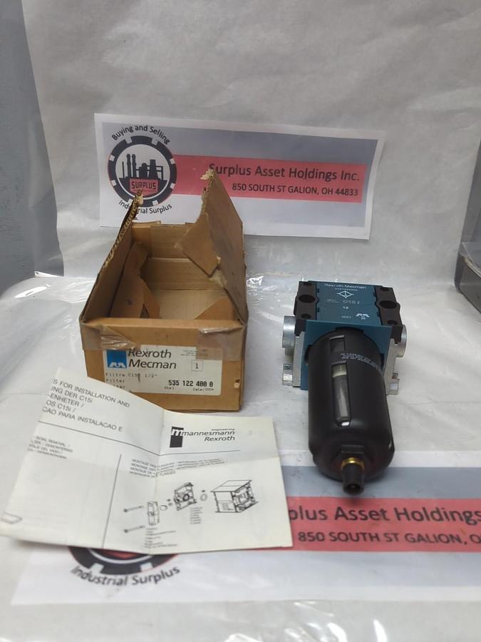 REXROTH MECMAN,535 122 400 0,DIRECTIONAL VALVE/FILTER C15i 1/2 INCH NOS