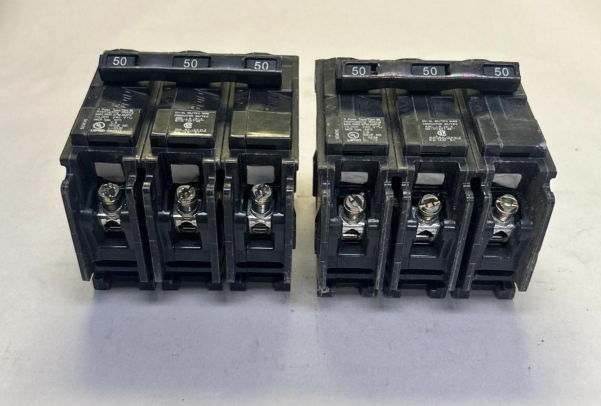 Used SIEMENS,B350,CIRCUIT BREAKER 50A 240V 3P LOT OF 2