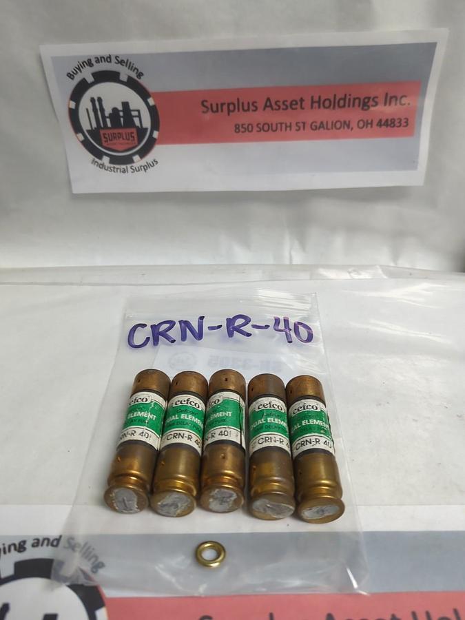 Used CEFCO,CRN-R-40,DUAL ELEMENT 40 AMP FUSE LOT OF 5 PRE-OWNED
