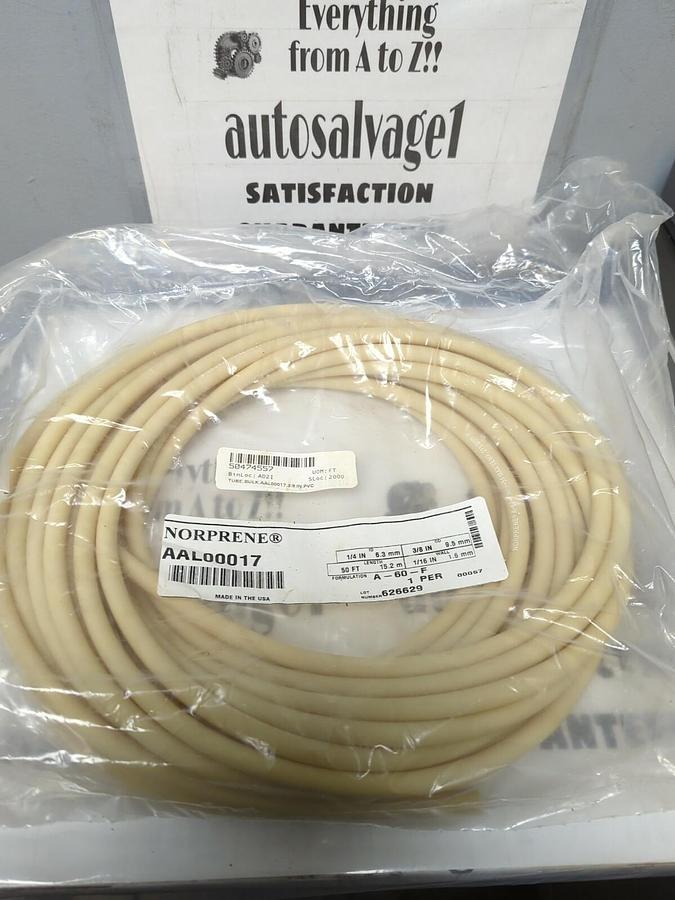 Used NORPRENE,AAL00017, 1/4 IN 6.3MM I.D 3/8 IN 9.5MM O.D 50FT NORPRENE TUBING NOS