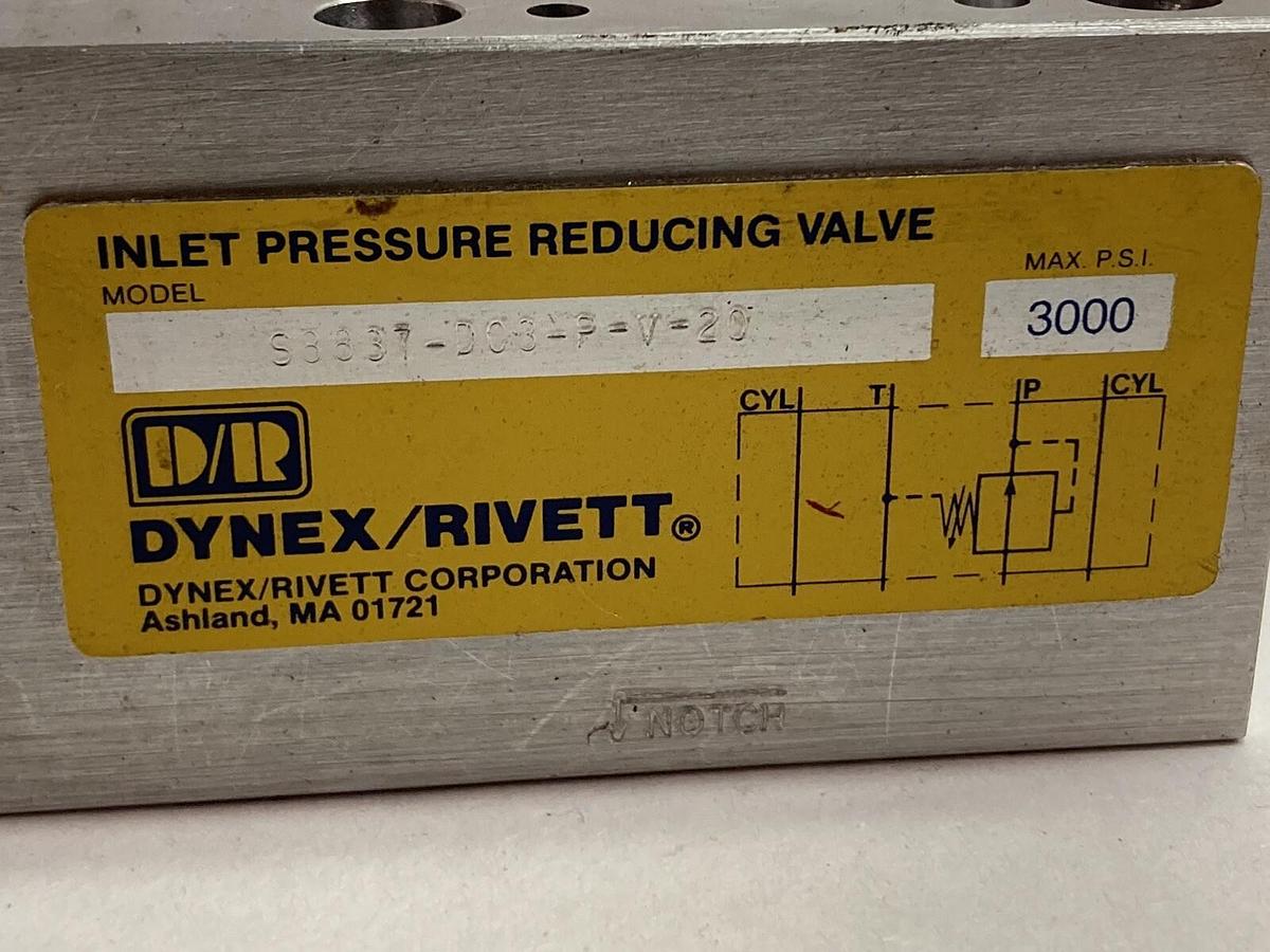 Dynex/Rivett,S8837-D03-P-V-20,Hydraulic Inlet Pressure Reducing Valve 3000PSI