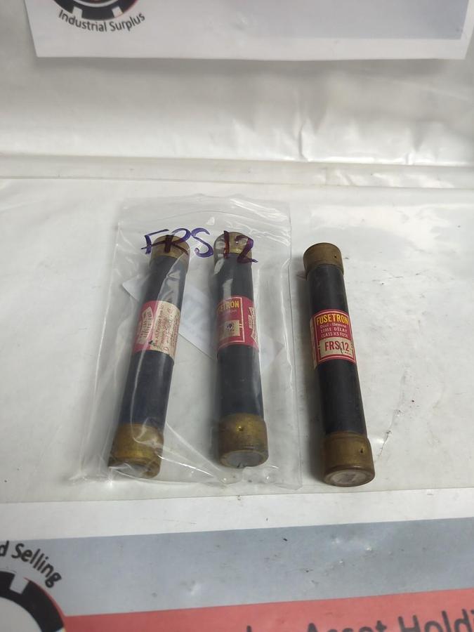 Used COOPER BUSSMANN,FRS12,FUSETRON FUSE 12 AMP LOT OF 3 PRE-OWNED