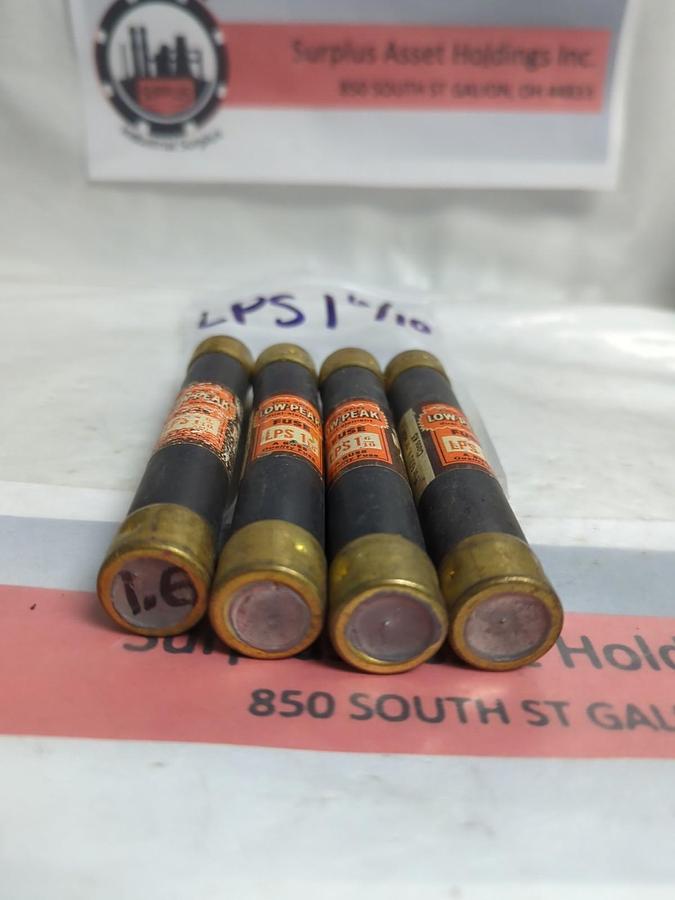 Used COOPER BUSSMANN,LPS-1-6/10,LOW-PEAK 1-6/10 AMP FUSE LOT OF 4 PRE-OWNED