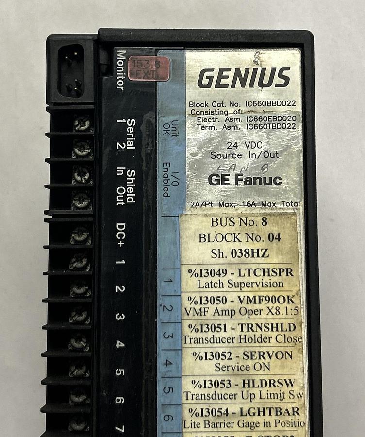 Used GE FANUC,IC660BBD022,GENIUS BLOCK I/O MODULE