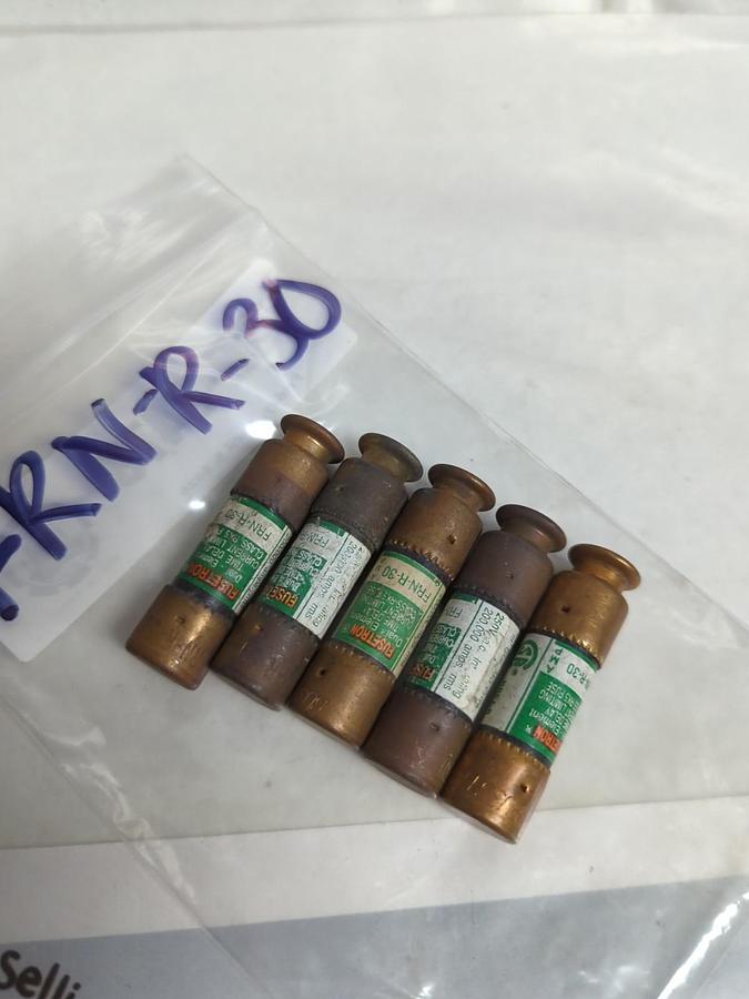 Used COOPER BUSSMANN,FRN-R-30,FUSETRON 30 AMP FUSE LOT OF 5 PRE-OWNED
