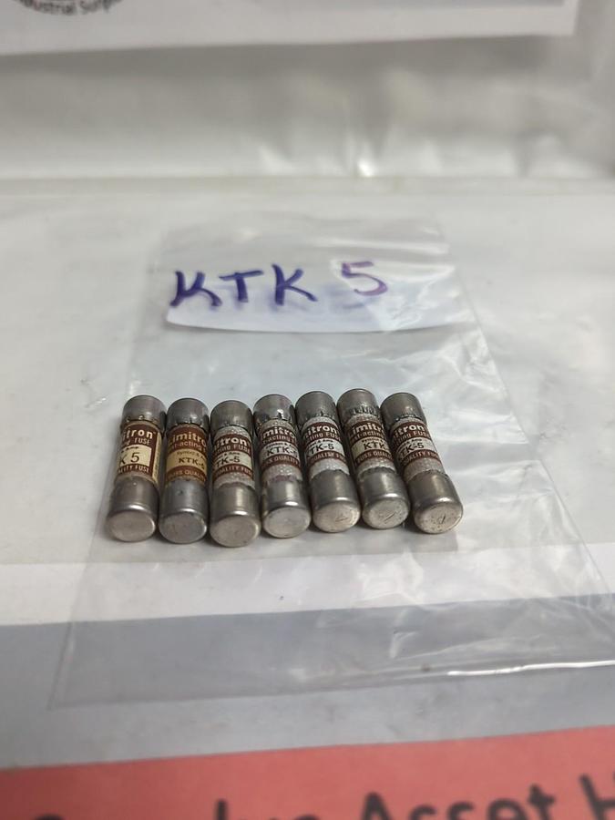 Used COOPER BUSSMANN,KTK-5,LIMITRON 5 AMP FUSE LOT OF 7 PRE-OWNED
