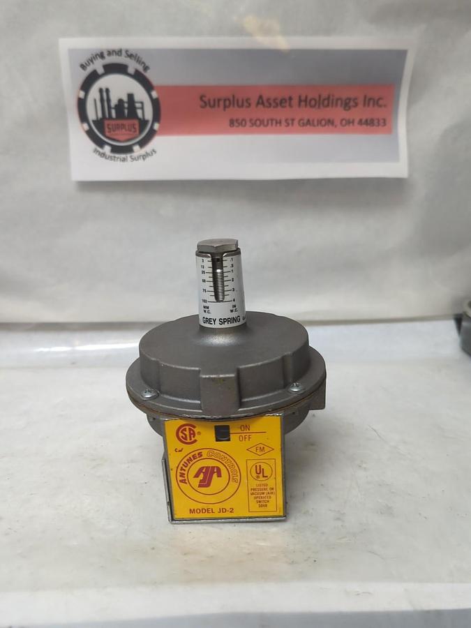Used ANTUNES CONTROLS,JD-2,GREY SPRING AIR PRESSURE FLOW SWITCH PRE-OWNED