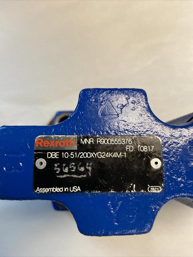 Used Rexroth,R900555376,Pressure Relief Valve DBE-10-51/200XYG24K4M-1
