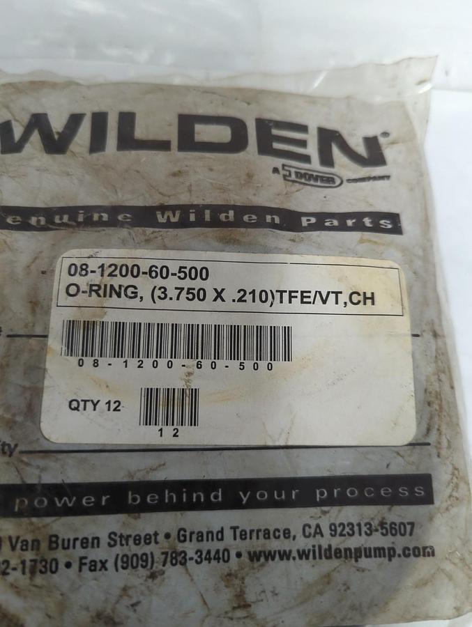 WILDEN,08-1200-60-500,O-RING 3.750X.210 TFE/VT CH PACK OF 12 NOS