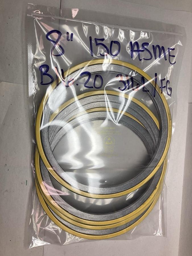 Flexitallic,150 ASME,8 Inch Spiral Round Gasket B16.20 316L/FG LOT OF 8