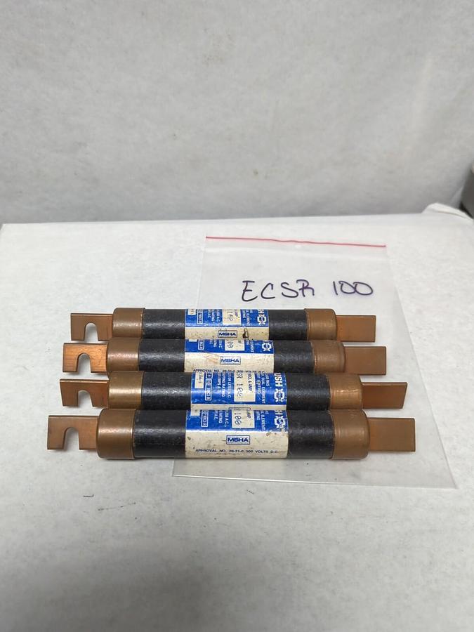 Used BRUSH,ECSR-100,DUAL ELEMENT 80 AMP FUSE LOT OF 4 PRE-OWNED