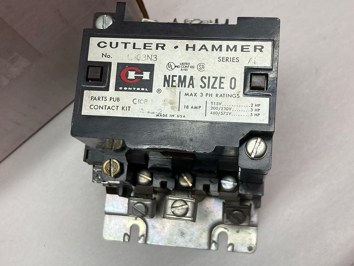 Used Cutler Hammer,C10BN3,Contactor Nema Size 0