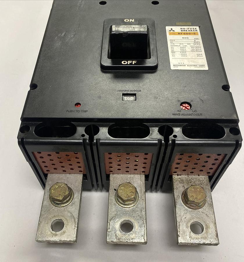 Used MITSUBISHI,NF600-S,NO-FUSE CIRCUIT BREAKER 600A 600V 3 POLE