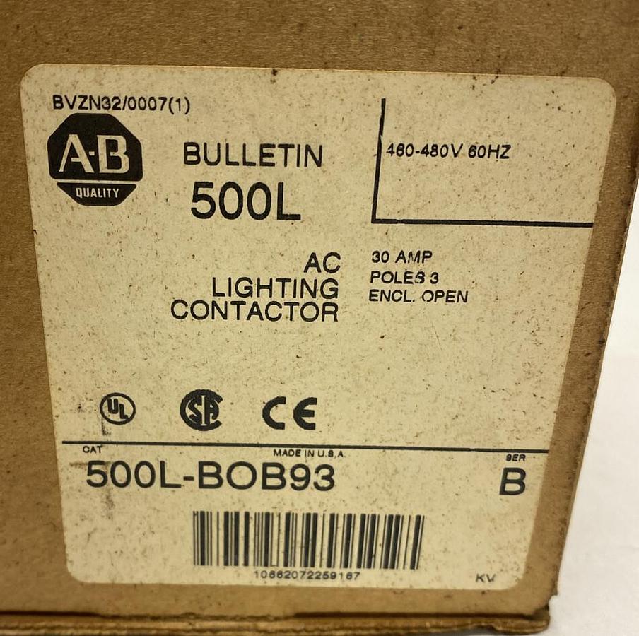 Allen Bradley,500L-BOB93,AC Lighting Contactor Series B New