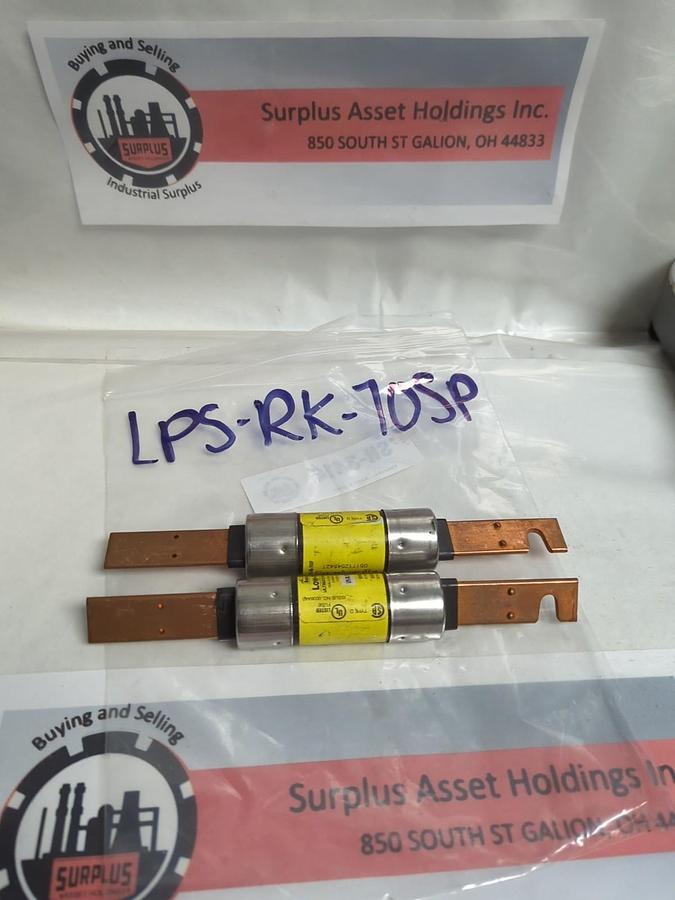 Used COOPER BUSSMANN,LPS-RK-70SP,LOW-PEAK 70 AMP FUSE LOT OF 2 PRE-OWNED