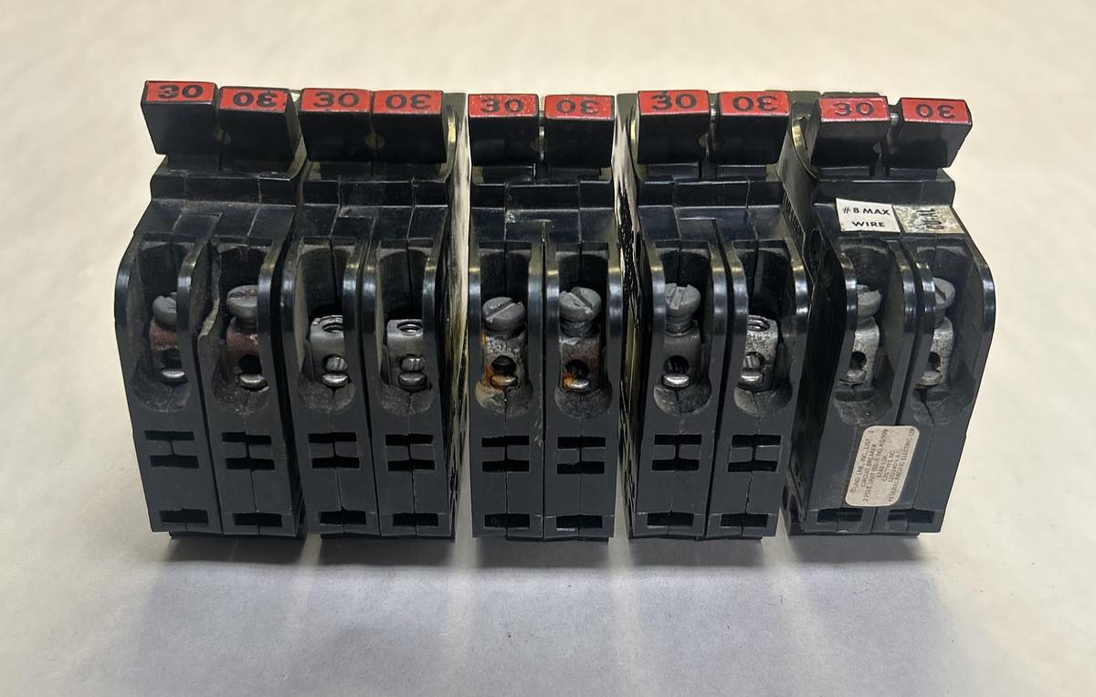 Used FEDERAL PACIFIC,NC230,CIRCUIT BREAKER 30A 120/240V 2P LOT OF 5