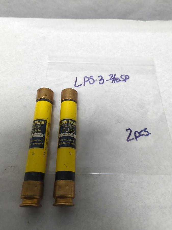 Used COOPER BUSSMANN,LPS-RK-3-2/10SP,LOW-PEAK 3-2/10 AMP FUSE LOT OF 2 PRE-OWNED
