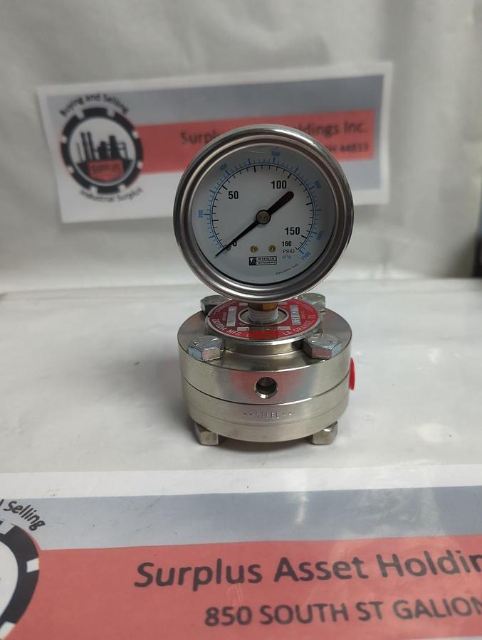 Used ZAVODA,T516-07,TEFLON DIAPHRAGM SEAL WITH PRESSURE GAGE PRE-OWNED