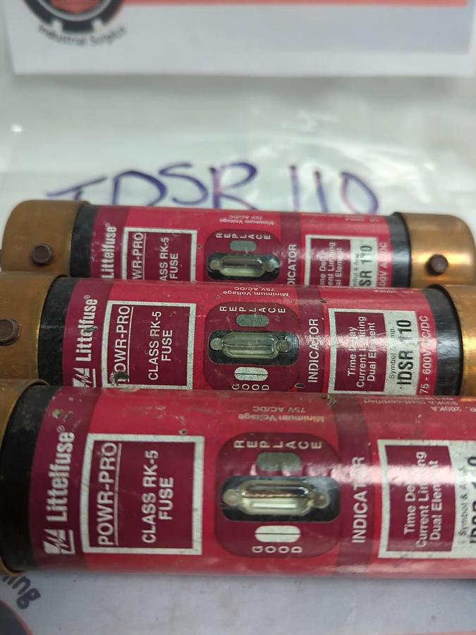 Used LITTELFUSE,IDSR110,INDICATOR FUSE 110 AMP LOT OF 3 PRE-OWNED