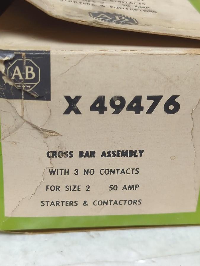 ALLEN BRADLEY,X 49476,CROSS BAR ASSY W/ 3 NO. CONTACTS FOR SIZE 2 50 AMP NOS