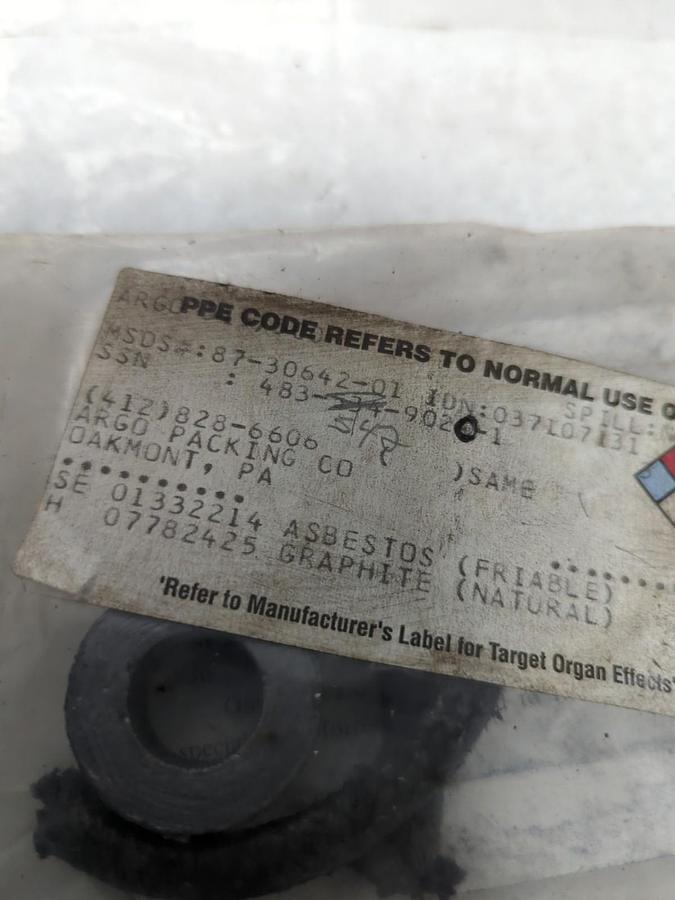 ARGO PACKING,09624,VALVE STEM PACKING 4 RING/SET NOS