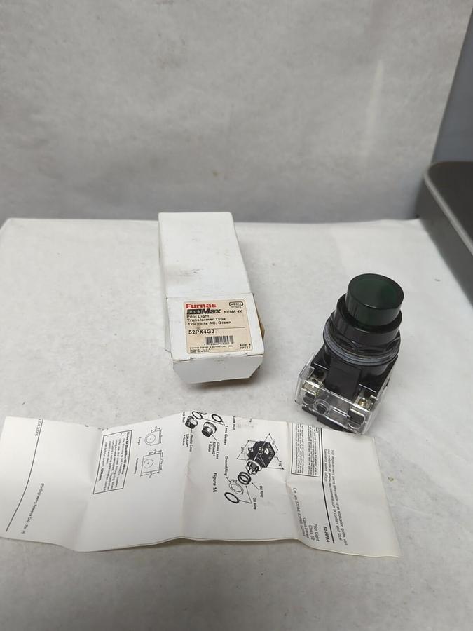 FURNAS,52PX4G3,BLACK-MAX PILOT LIGHT 120V GREEN NEW