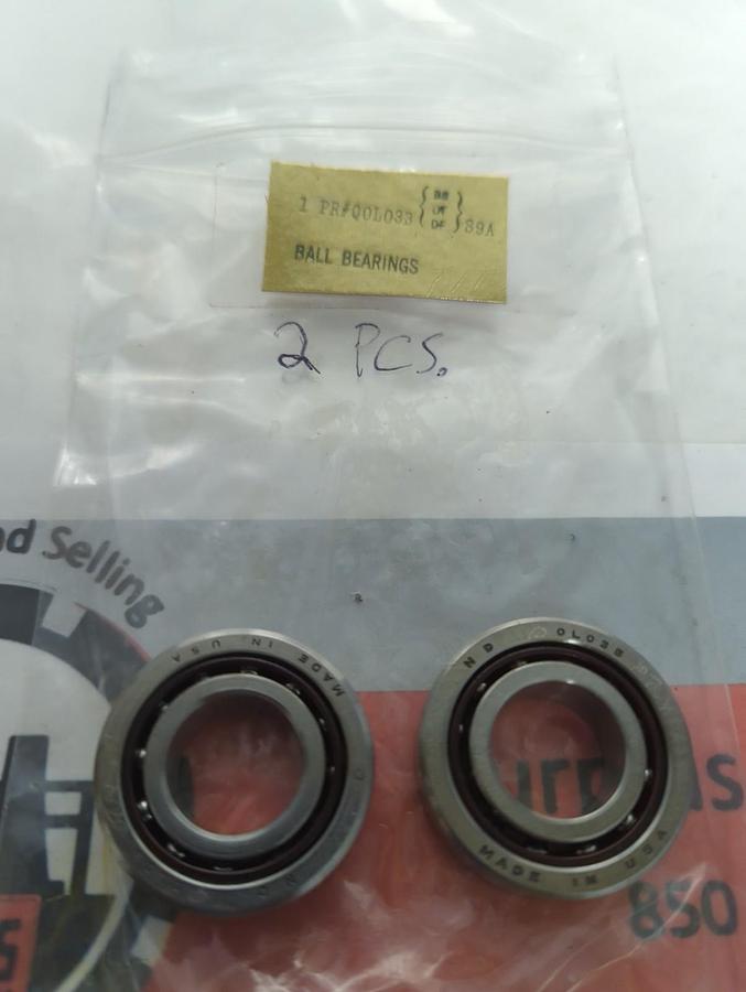 NEW DEPARTURE,QOL033,BALL BEARING LOT OF 2 PRE-OWNED