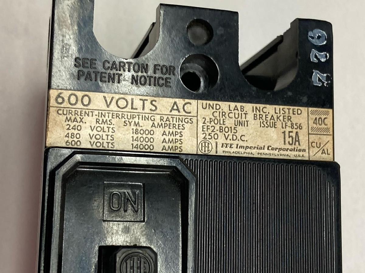 ITE,EF2-B015,2-Pole Unit Circuit Breaker 250VDC 15A