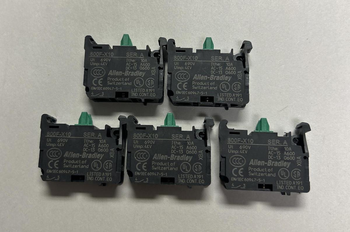 ALLEN BRADLEY,800F-X10,SER A CONTACT BLOCK LOT OF 5 NOS