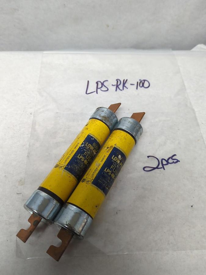 Used COOPER BUSSMANN,LPS-RK-100,LOW-PEAK 100 AMP FUSE LOT OF 2 PRE-OWNED