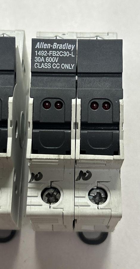 Used ALLEN BRADLEY,1492-FB2C30-L,FUSE HOLDER LOT OF 4