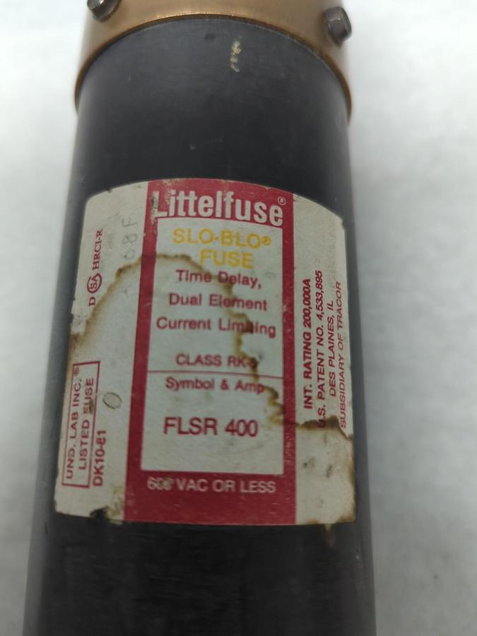 Used LITTELFUSE,FLSR-400,SLO-BLO 400 AMP FUSE PRE-OWNED