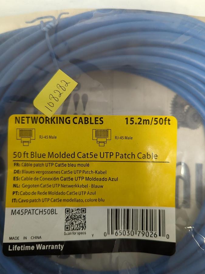 Used STARTECH,M45PATCH50BL,50FT BLUE MOLDED UTP PATCH CABLE NEW