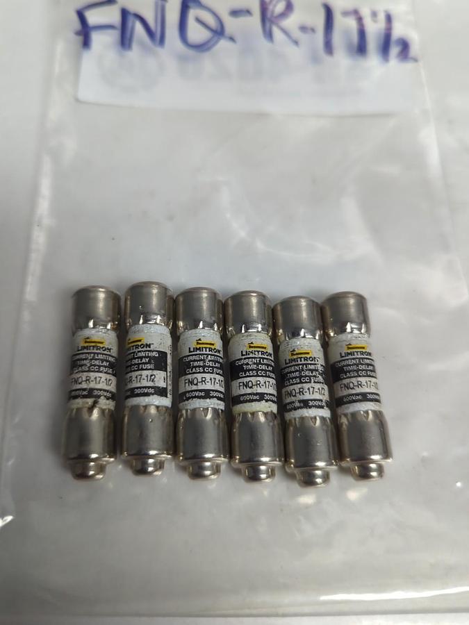 Used COOPER BUSSMANN,FNQ-R-17-1/2,LIMITTRON 17-1/2 AMP FUSE LOT OF 6 PRE-OWNED