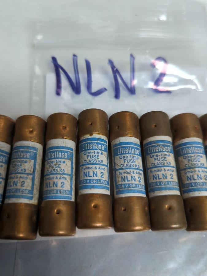Used LITTELFUSE,NLN2,ONE-TIME 2 AMP FUSE LOT OF 9 PRE-OWNED