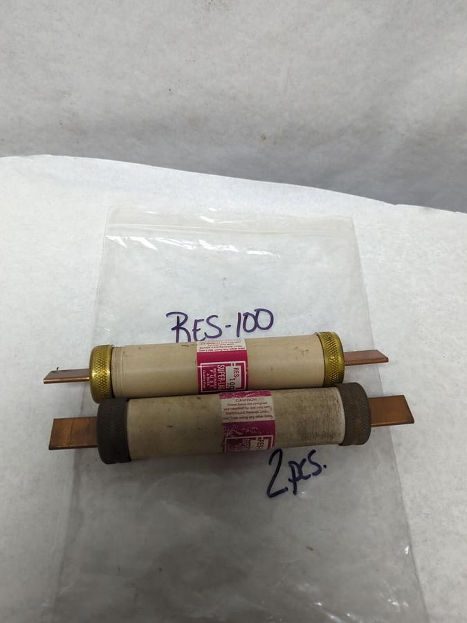 COOPER BUSSMANN,RES-100,SUPER-LAG RENEWABLE 100 AMP FUSE LOT OF 2 PRE-OWNED