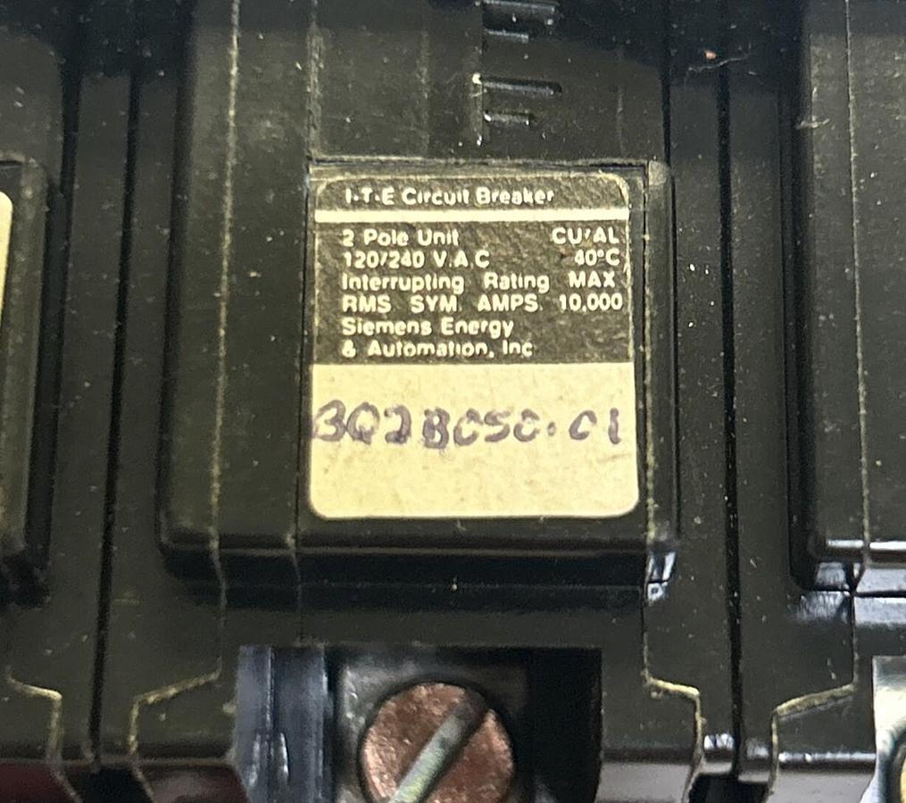 Used ITE,BQ2B050,CIRCUIT BREAKER 50A 120/240 2P