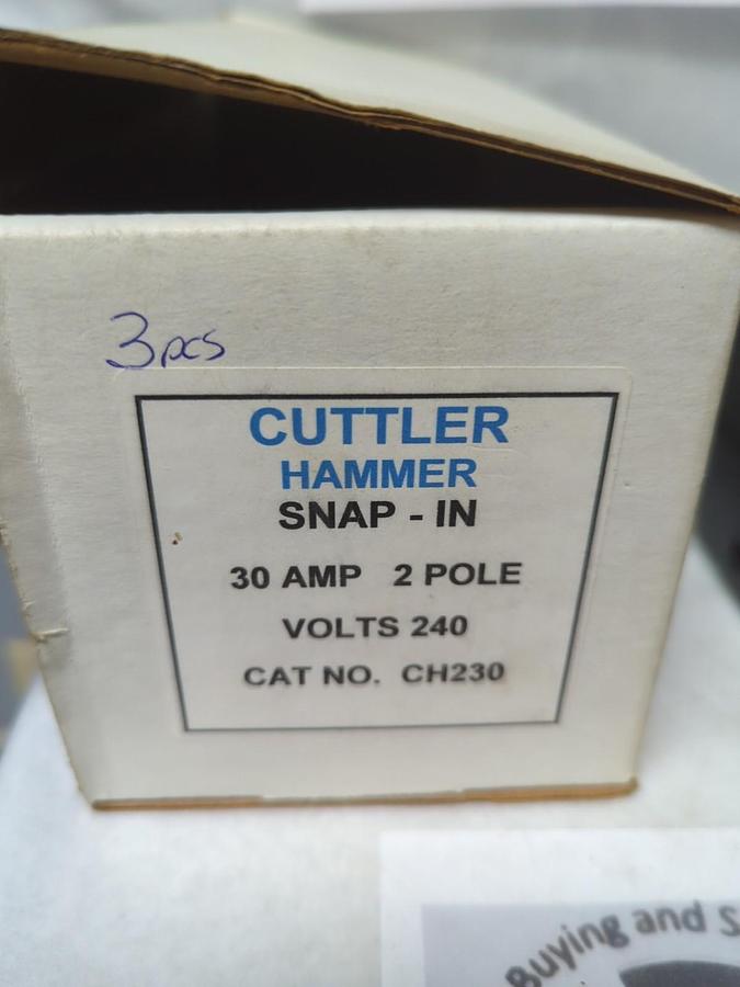 Used CUTLER-HAMMER,CH230,CIRCUIT BREAKER 30 AMP 2-POLE LOT OF 3 PRE-OWNED