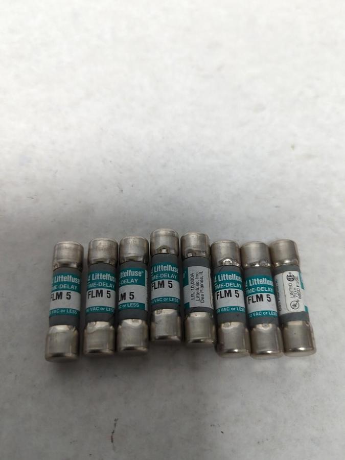 LITTELFUSE,FLM5,TIME-DELAY 5 AMP FUSE LOT OF 8 NOS